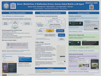 MobileClaw poster: system design and demonstration scenarios